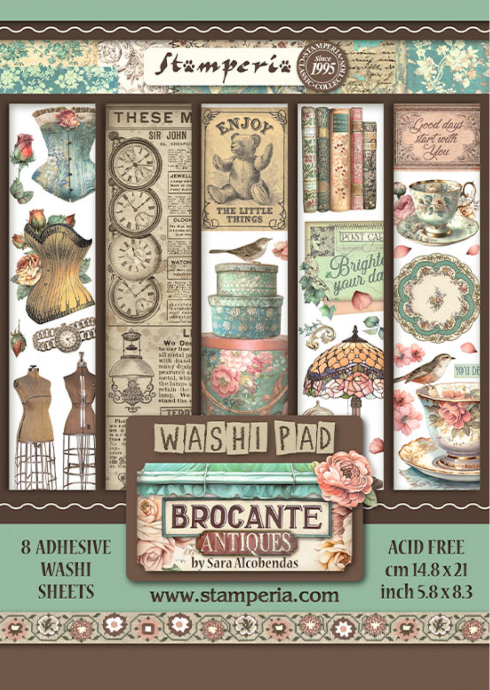 Stamperia Brocante Antiques Washi Pad (8 Sheets)